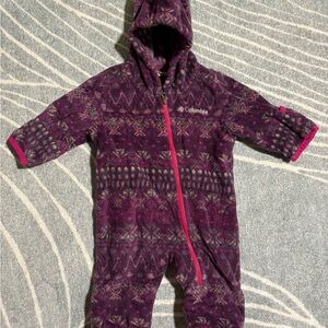 2 Columbia Fleece Snowsuit in Purple and Pink 0-3 months